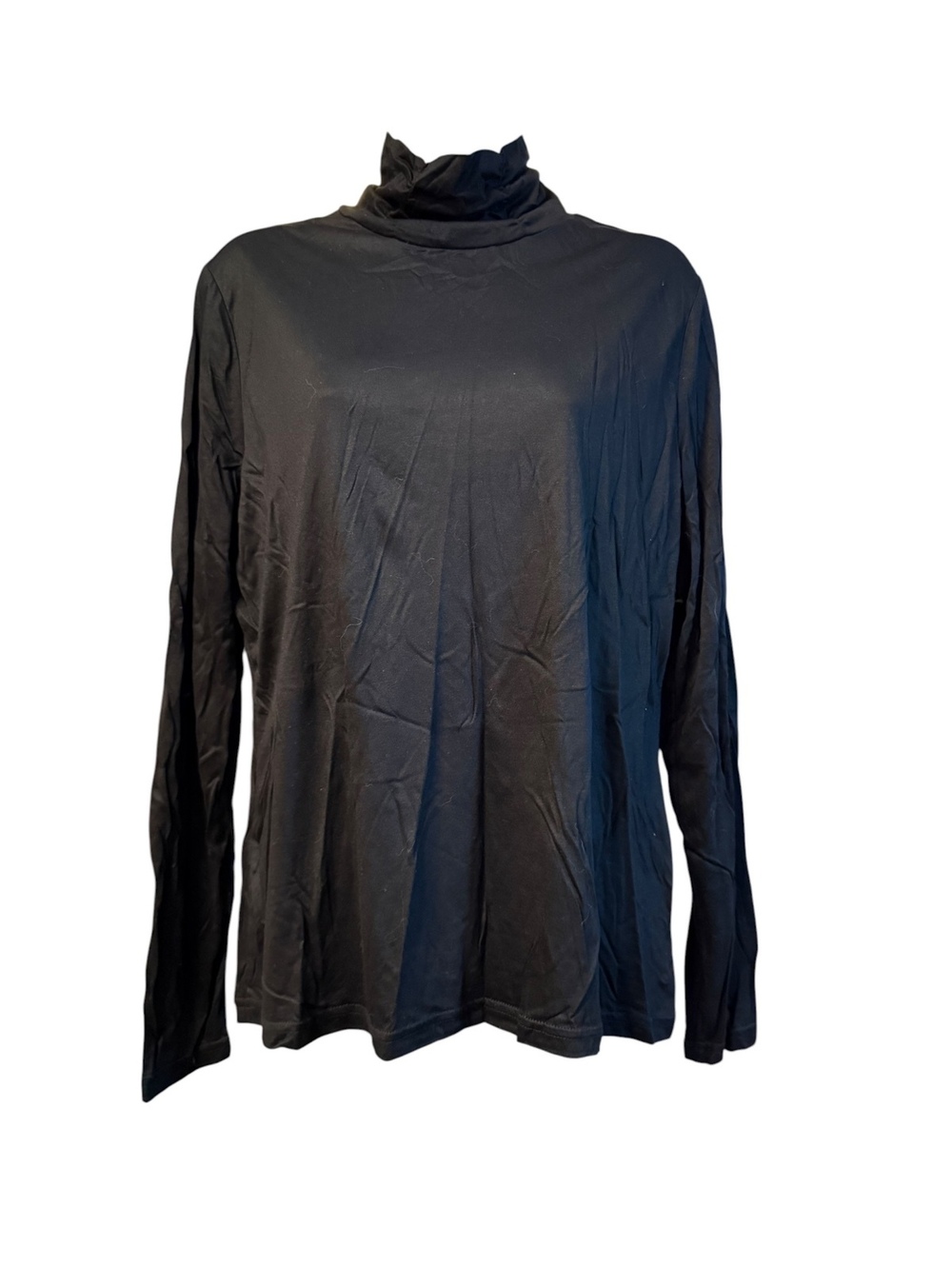 Apostrophe Black Long Sleeve Mock Neck Top with Keyhole Back